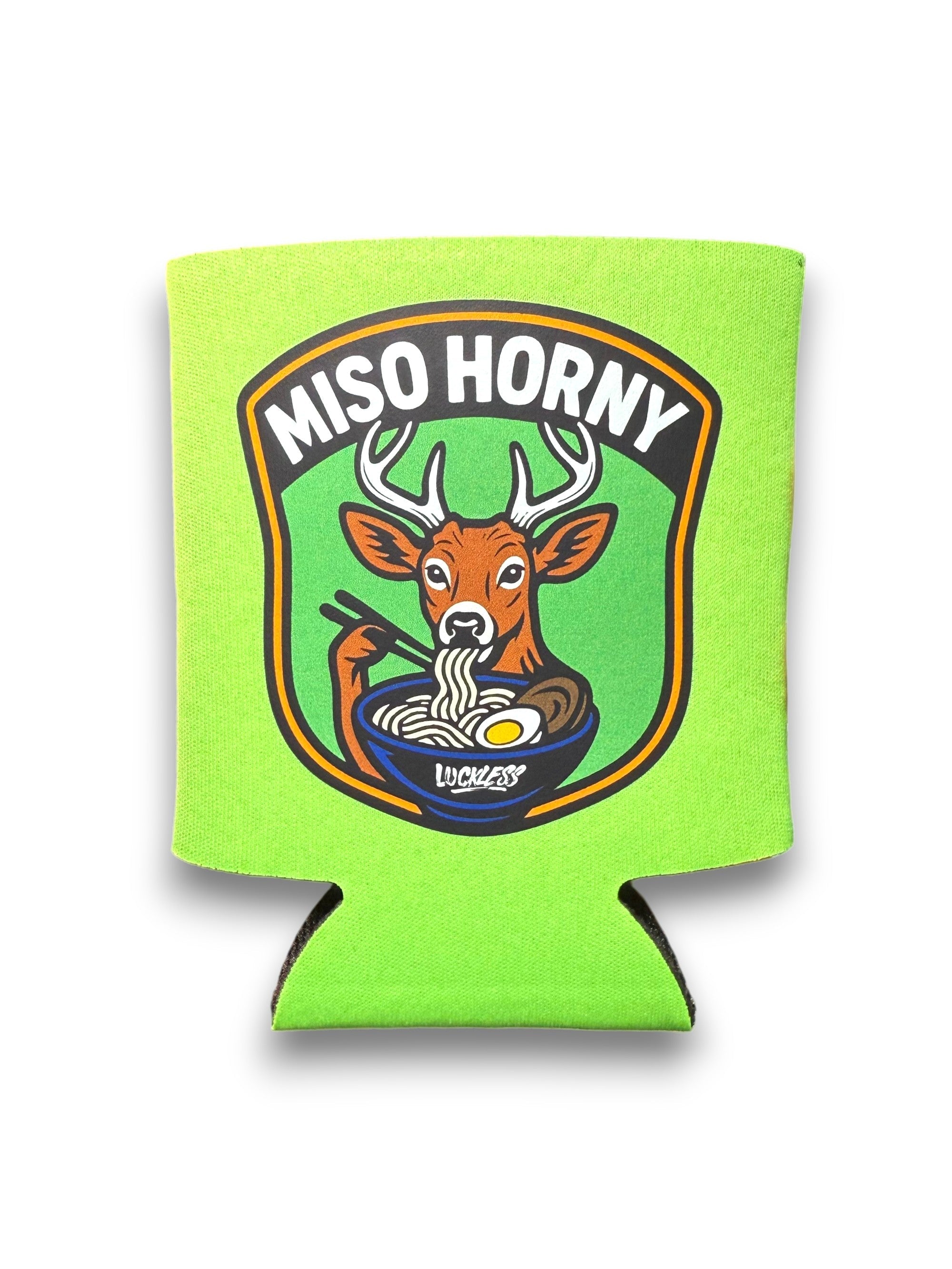 Luckless Outfitters Miso Horny Koozie — lifestyle context