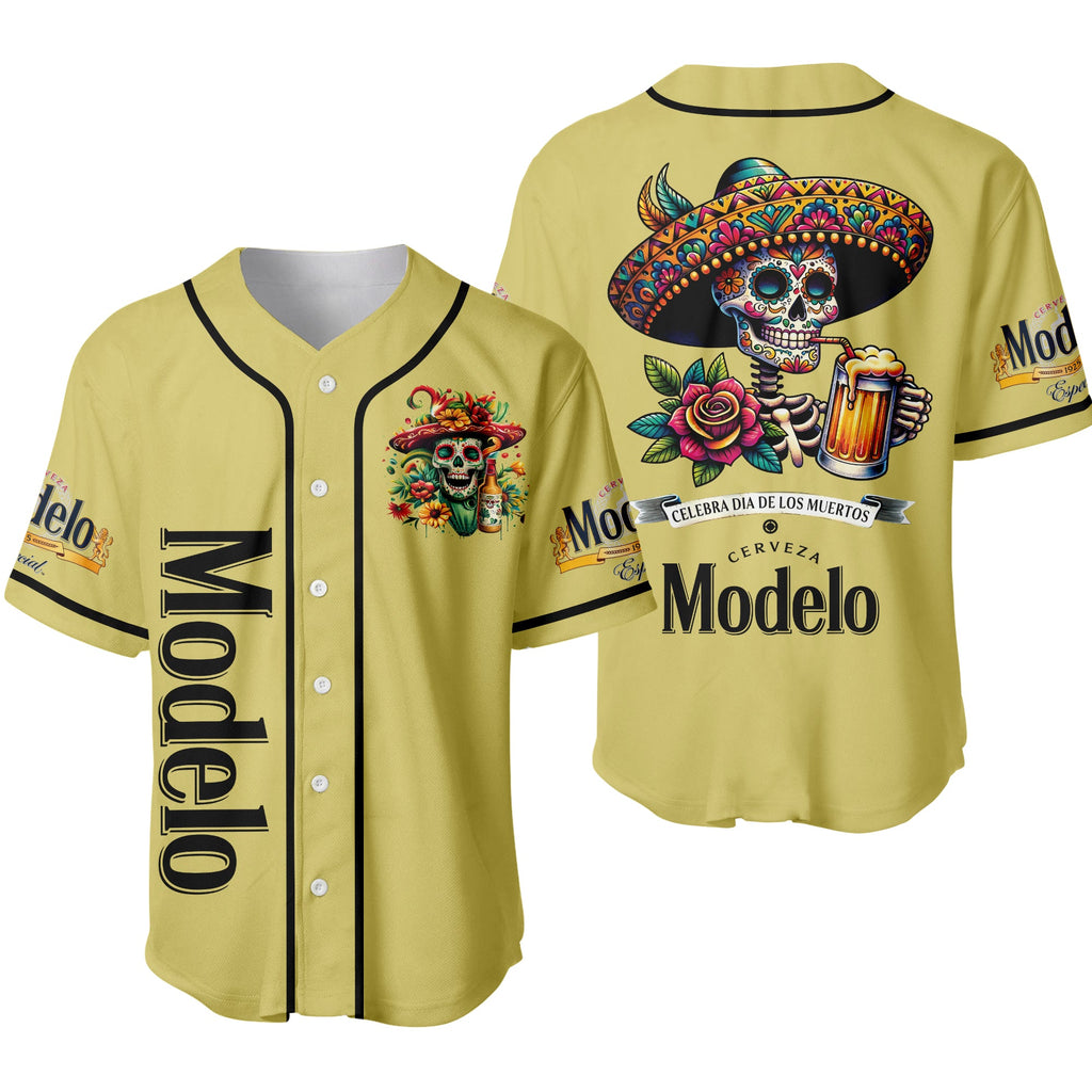 Pasimax Día de los Muertos All-Black Skull Baseball Jersey – Modelo Negra Unisex Shirt — lifestyle context
