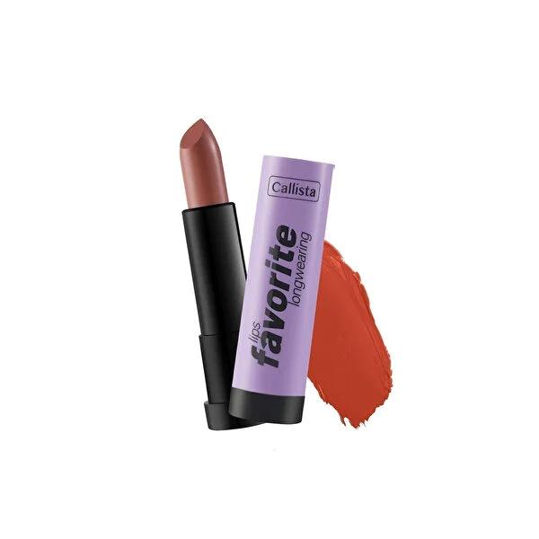 Callista Lips Longwearing Lipstick - 306 Here Kitty Kitty Kahverengi - Matte Finish, Long Lasting Lip Color with Macadamia Oi