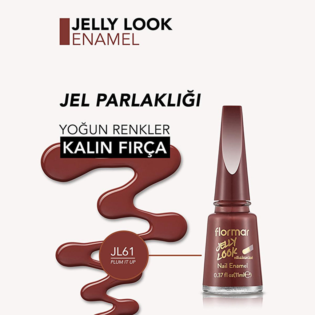 Flormar Jelly Look Plum It Up Nail Polish: Bordo Gel Finish, High Pigment, Long Lasting, Salon Quality at Home