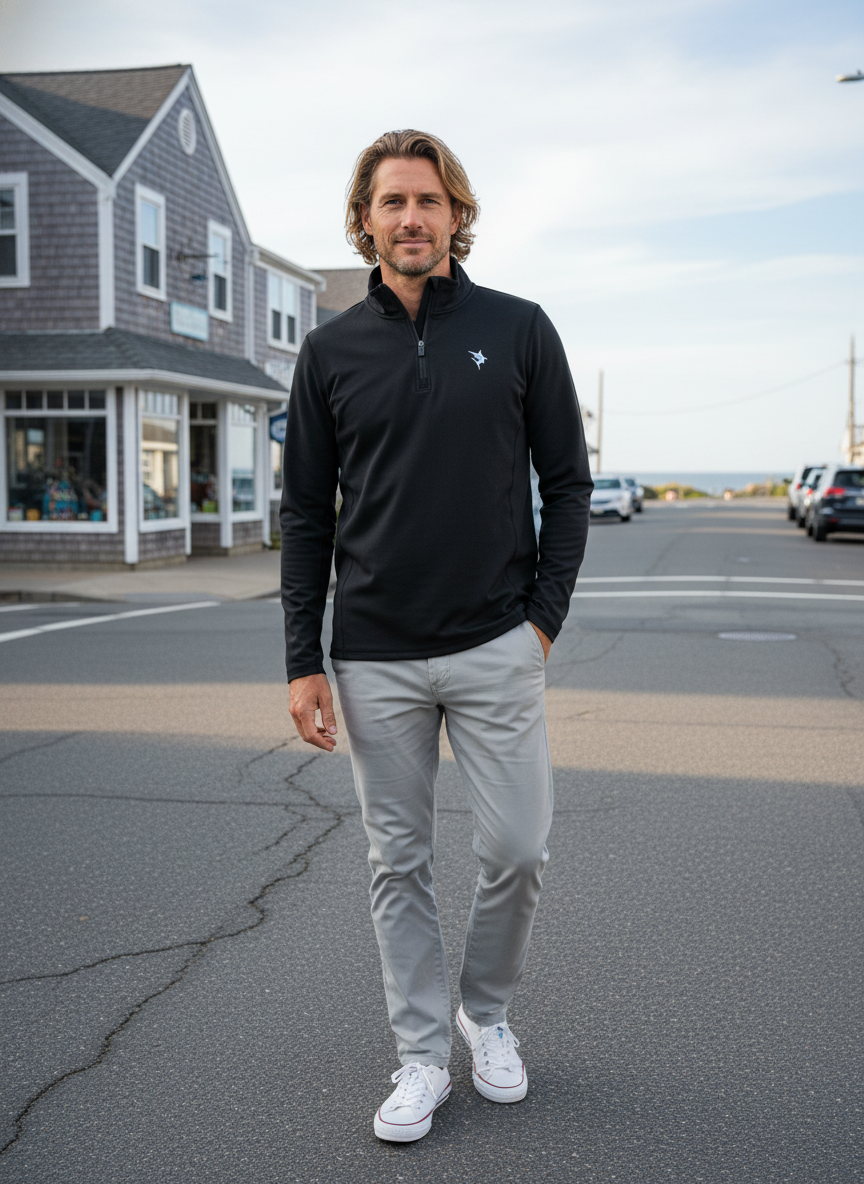 Montauk Quarter Zip Midweight Comfort – White Water Life, view 3