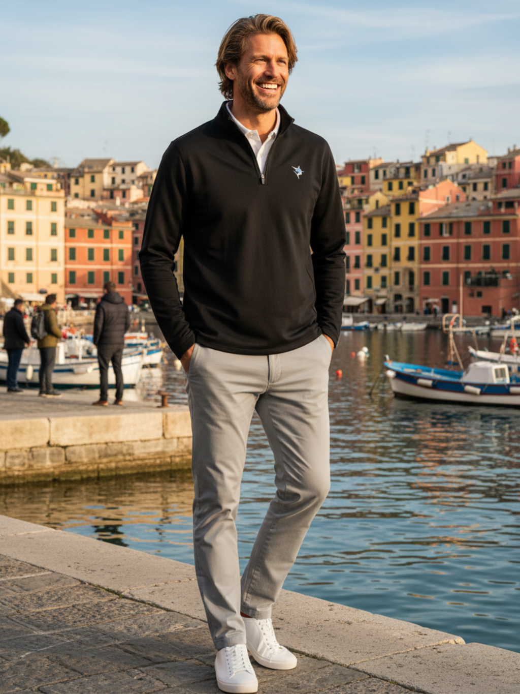 Montauk Quarter Zip Midweight Comfort – White Water Life, view 4