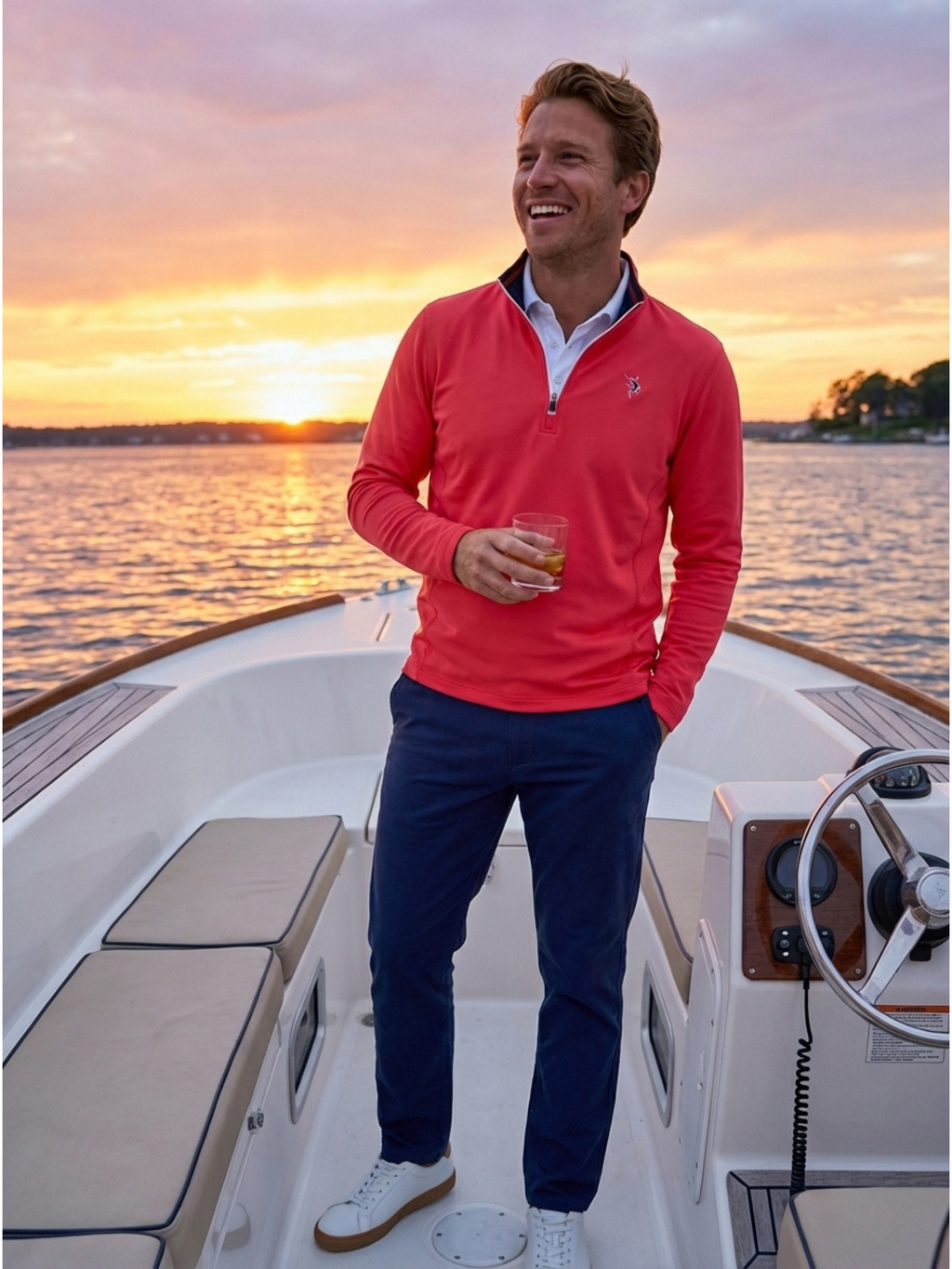 Montauk Quarter Zip Midweight Comfort – White Water Life, view 2