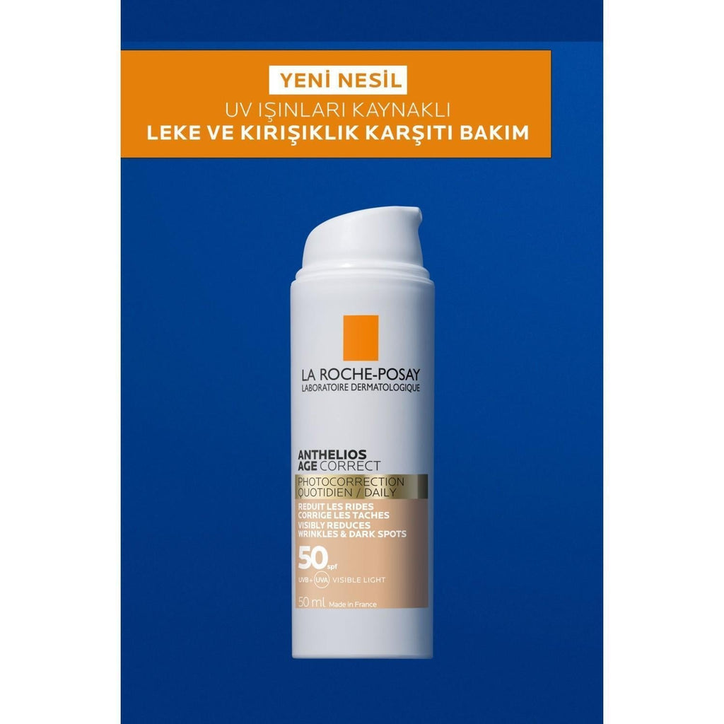 La Roche Posay Anthelios Age Correct Daily Tinted Cream SPF50+ - Tinted Sunscreen Cream for Anti-Aging & Sensitive Skin