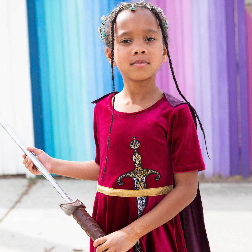 Princess Awesome & Boy Wonder Sword and Cape Ballerina Style Short Sleeve Dress with Pockets — main product shot
