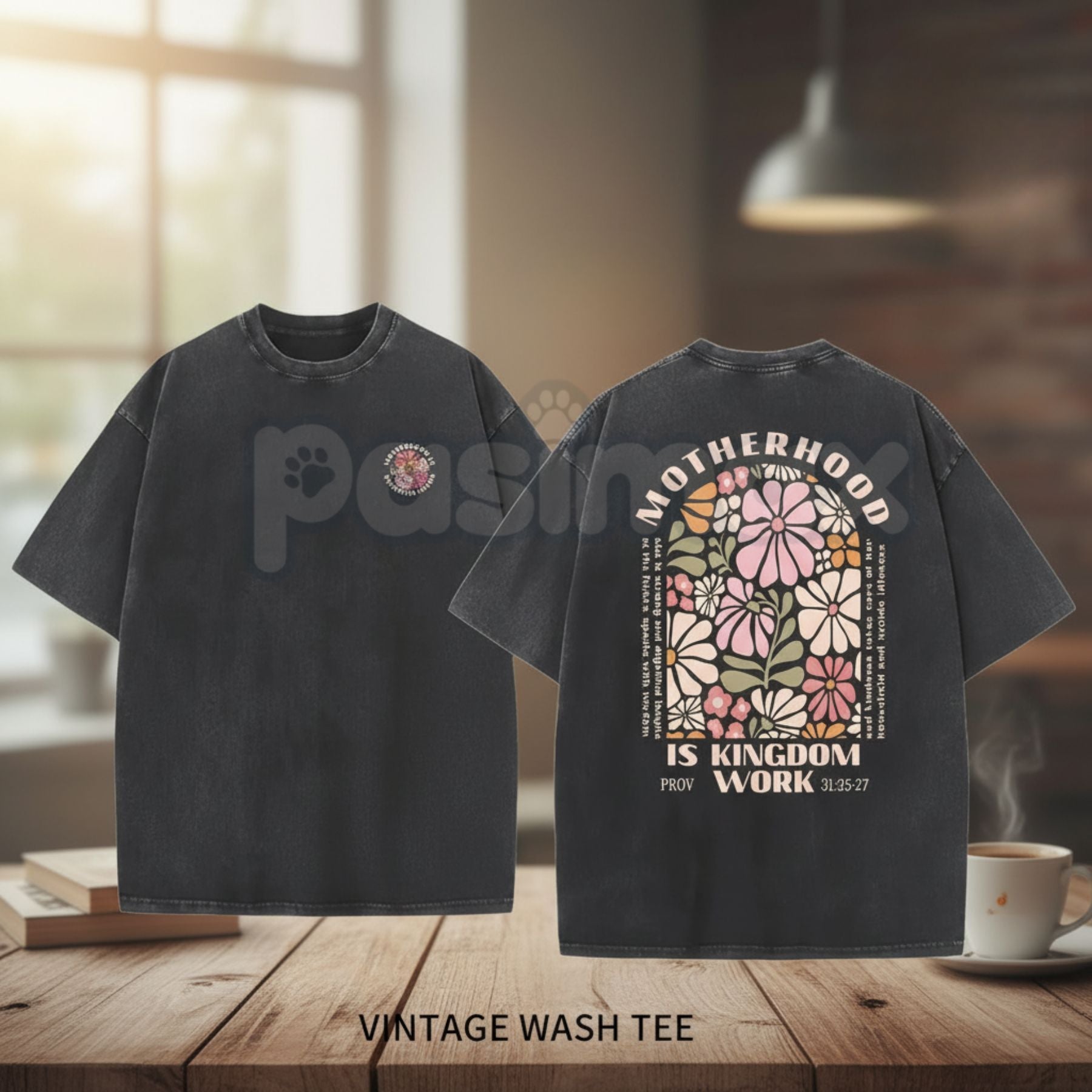 Motherhood is the Kingdom of Work Vintage Washed T-Shirt – Inspirational Mom Graphic Tee, Lightweight Cotton Aesthetic Streetwear