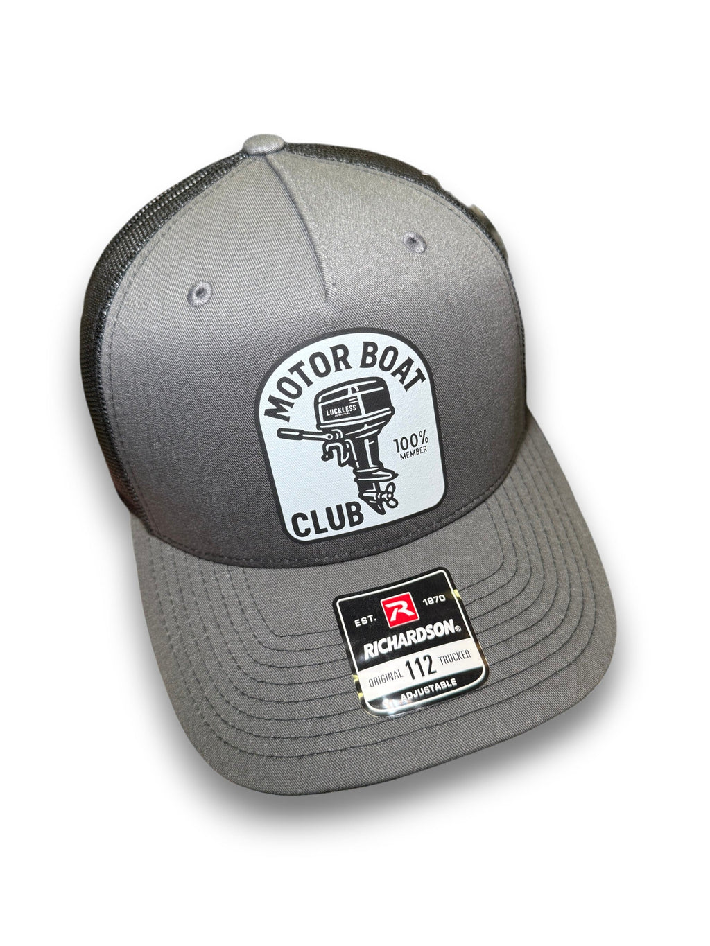 Luckless Outfitters Motor Boat Club Trucker Hat — main product shot