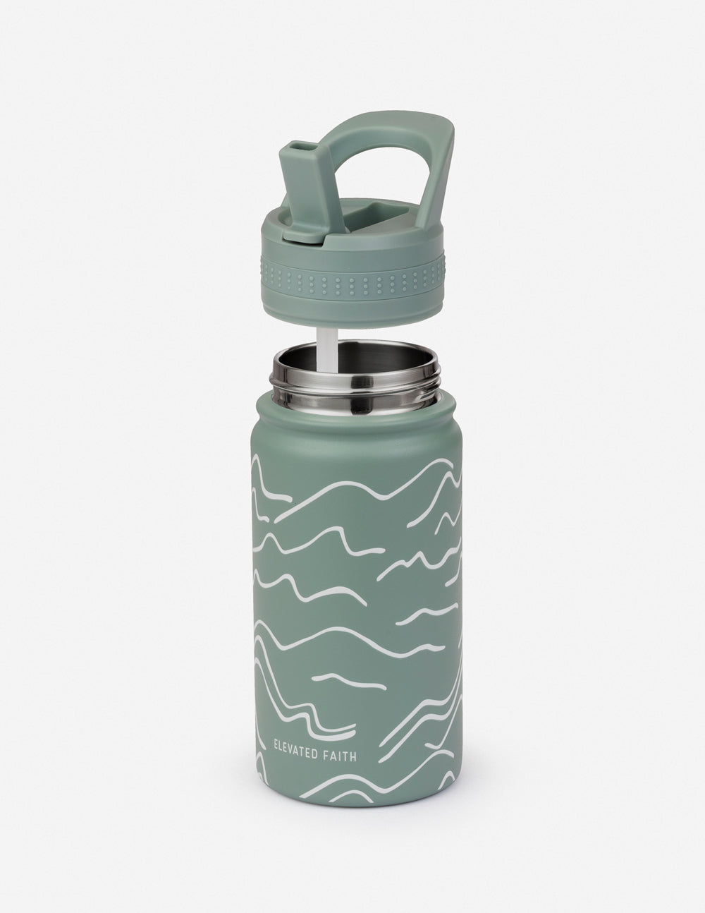 Elevated Faith Mountainscape Kids Water Bottle — in-use photo
