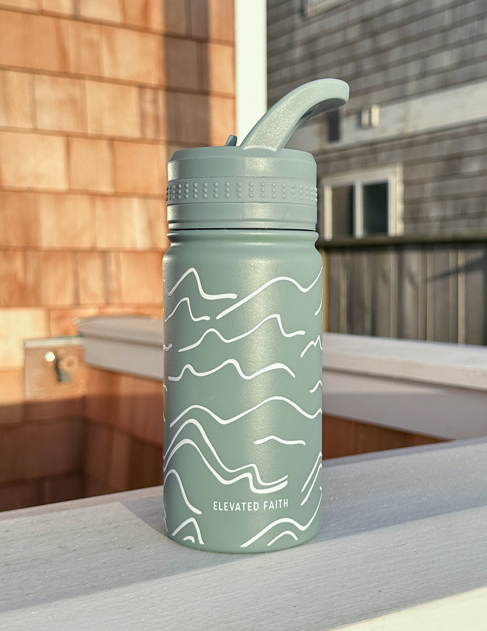 Elevated Faith Mountainscape Kids Water Bottle — back view