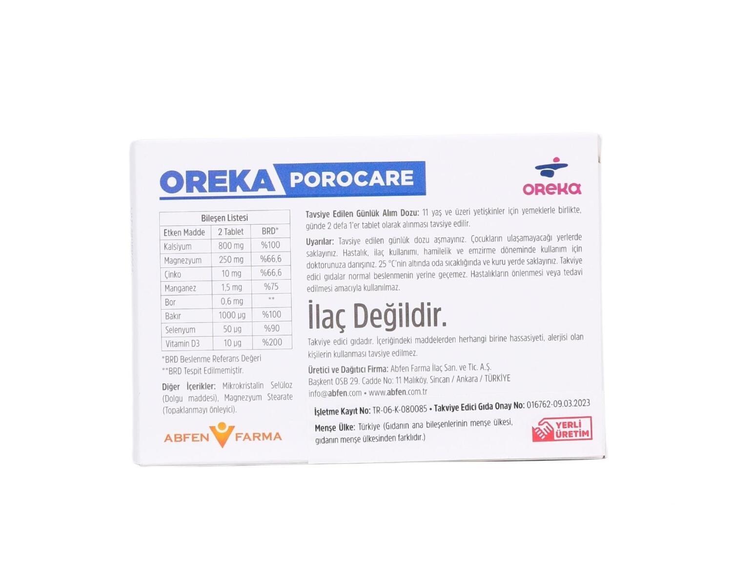 Oreka Porocare: Enhance Skin Health with Oral Dietary Supplement - 60 Tablets for Beauty & Wellness