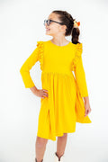Mila & Rose ® Mustard L/S Ruffle Twirl Dress — main product shot