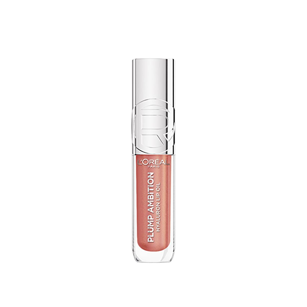 L'Oreal Paris Plump Ambition Hyaluron Lip Oil: Nude Macaron, Intense Hydration & Plumping Lip Gloss for Fuller, Smoother Lips