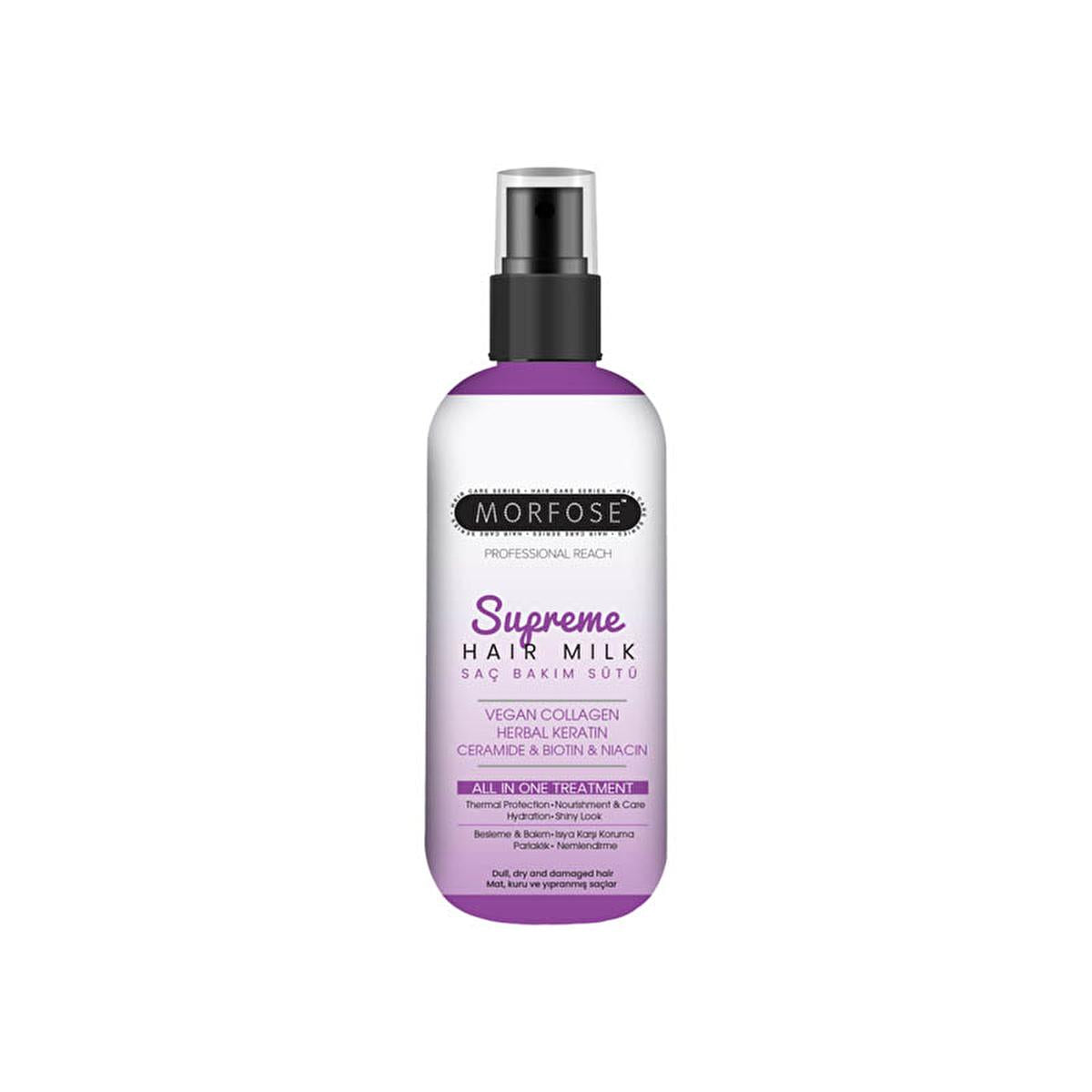 Morfose Supreme Hair Care Milk - Vegan Collagen & Herbal Keratin Hair Treatment, Lightweight Hydration & Heat Protection - 10.14 fl oz