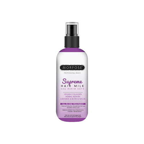 Morfose Supreme Hair Care Milk - Vegan Collagen & Herbal Keratin Hair Treatment, Lightweight Hydration & Heat Protection - 10.14 fl oz
