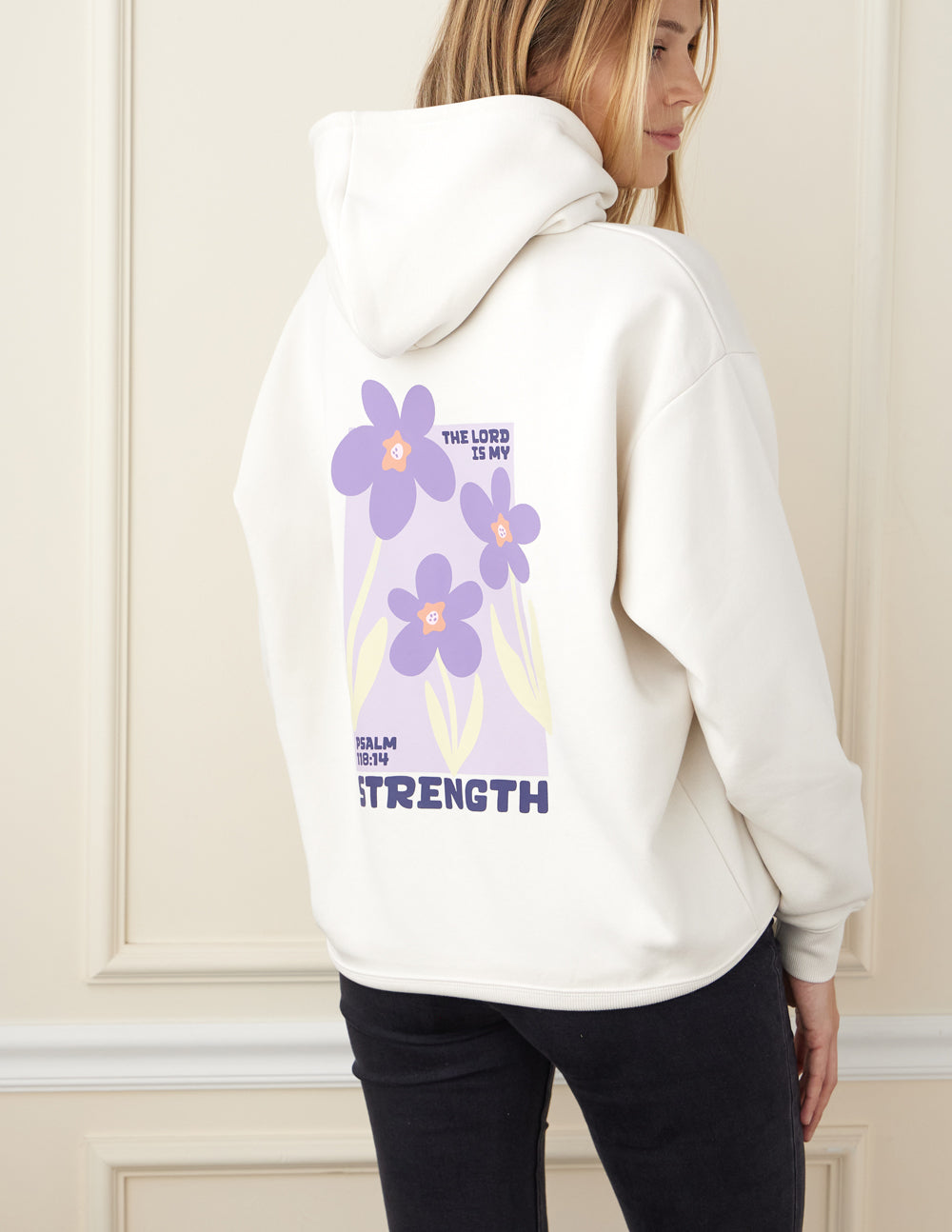 Elevated Faith My Strength Floral Unisex Hoodie — side view