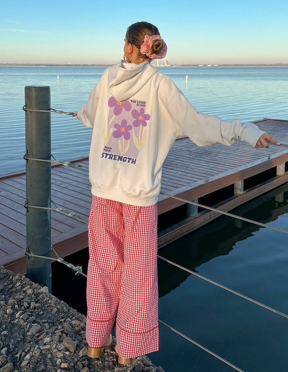 Elevated Faith My Strength Floral Unisex Hoodie — alternative angle