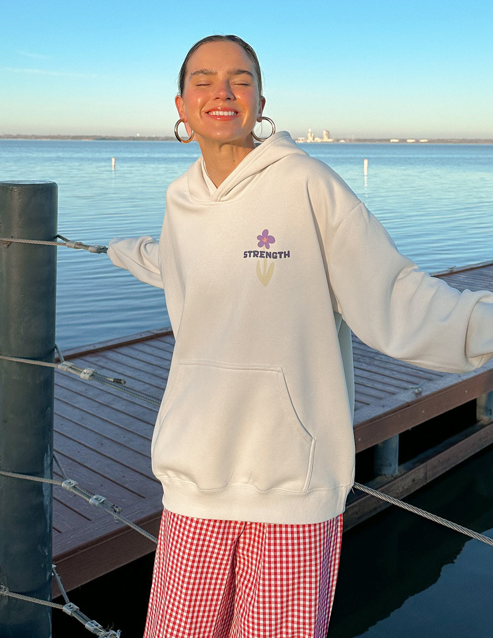 Elevated Faith My Strength Floral Unisex Hoodie — in-use photo