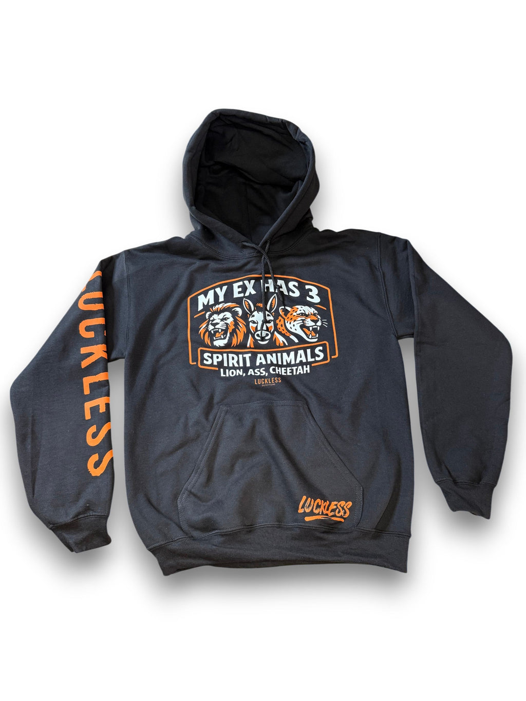 Luckless Outfitters My Ex Has 3 Spirit Animals Hoodie — main product shot