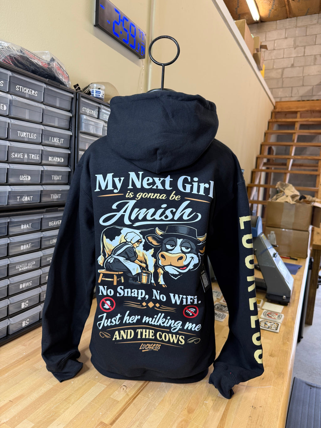 Luckless Outfitters My Next Girl Is Gonna Be Amish Hoodie — lifestyle context