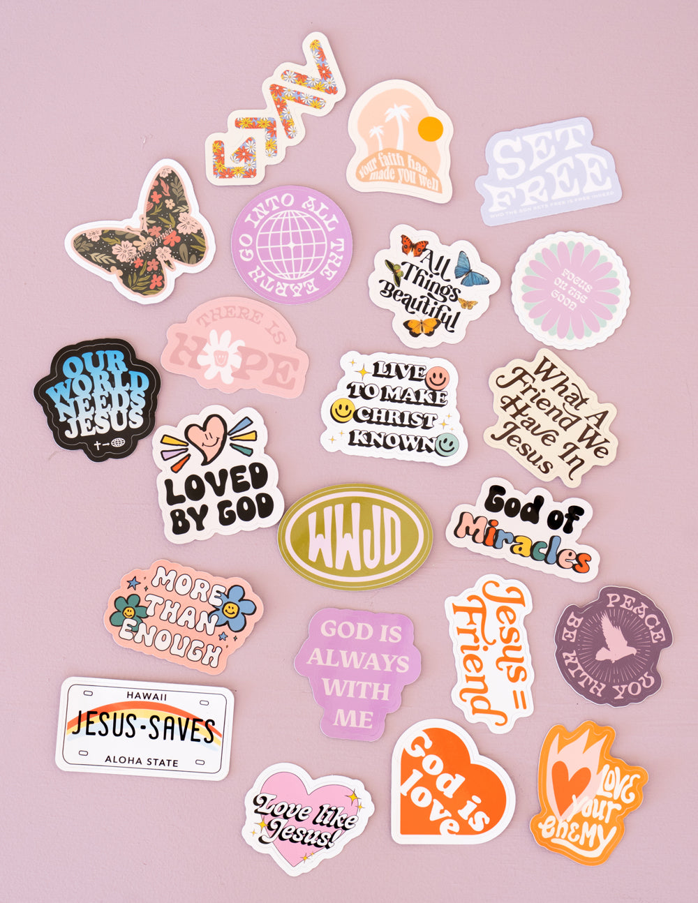 Elevated Faith Mystery Sticker 4-Pack — detail close-up