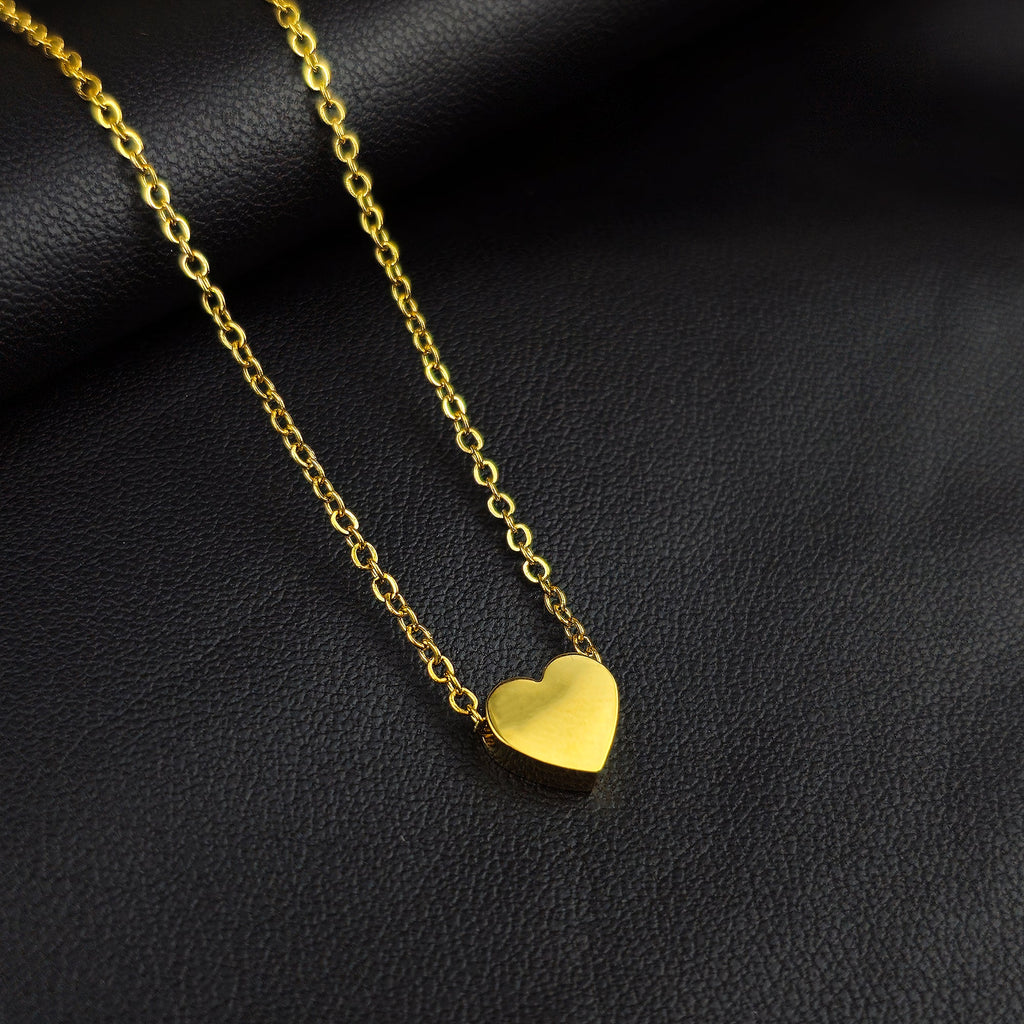 BodyCandy Stainless Steel Gold Tone PVD Chain Dainty Heart Pendant Necklace — main product shot
