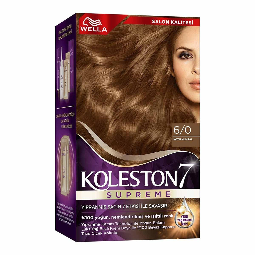 Wella Koleston Supreme: Dark Blonde 6/0 Hair Dye - Intense, Long Lasting Color & Gray Coverage + Conditioning Oil Treatment - At-Home Hair Color Kit