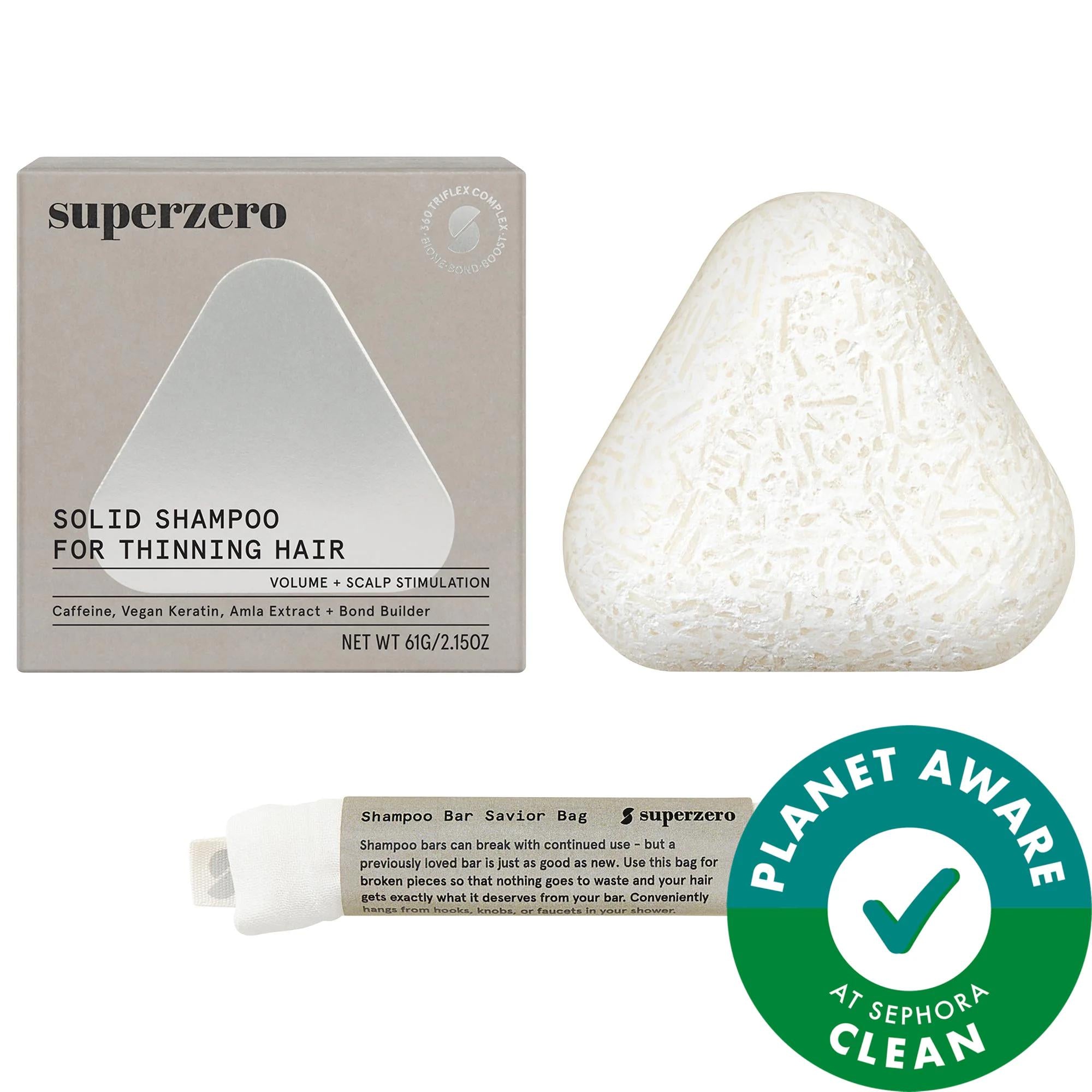 Superzero Strengthening & Scalp Stimulating Shampoo Bar for Thinning Hair - Vegan, Sulfate-Free, Eco-Friendly