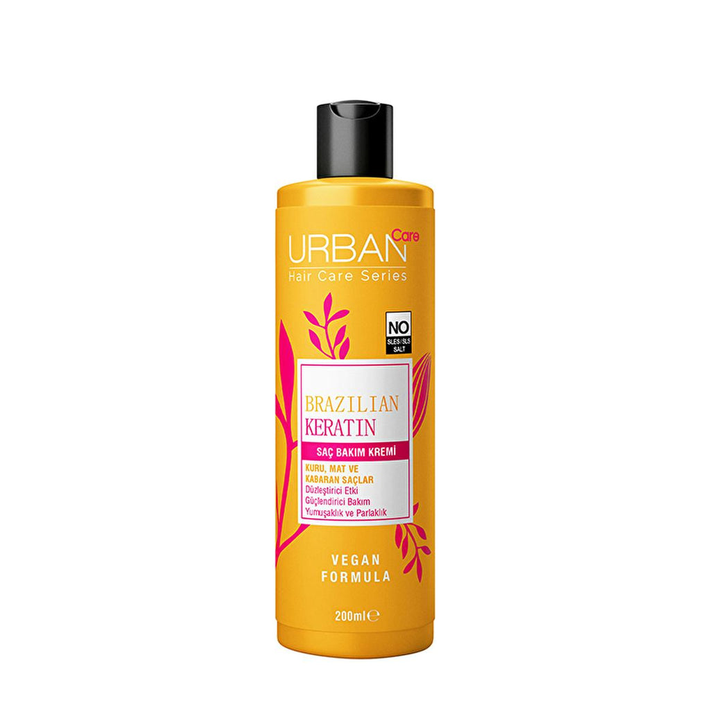 Urban Care Brazilian Keratin Hair Cream: Smooths, Repairs & Protects Frizzy, Damaged Hair Ð Vegan, SLES/SLS Free, Marula Oil Infused