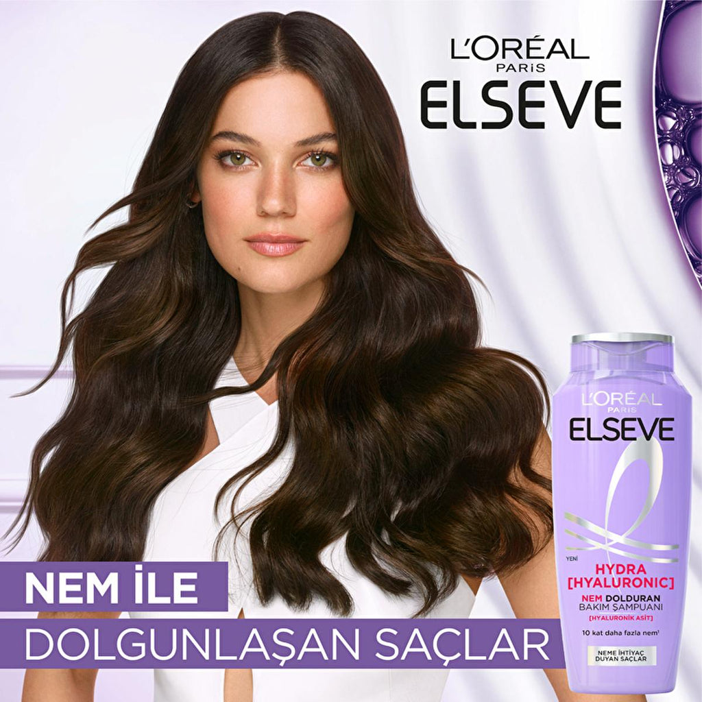 Loreal Paris Elseve Hydra Hyaluronic Moisturizing Shampoo - Hydrating, Non-Weighing Hair Care for Dry or Damaged Hair