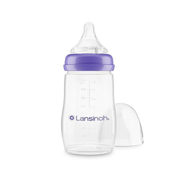 Lansinoh Baby Bottle & NaturalWave Nipple 240ml - BPA Free, Anti-Colic, Easy Breastfeeding to Bottle Transition