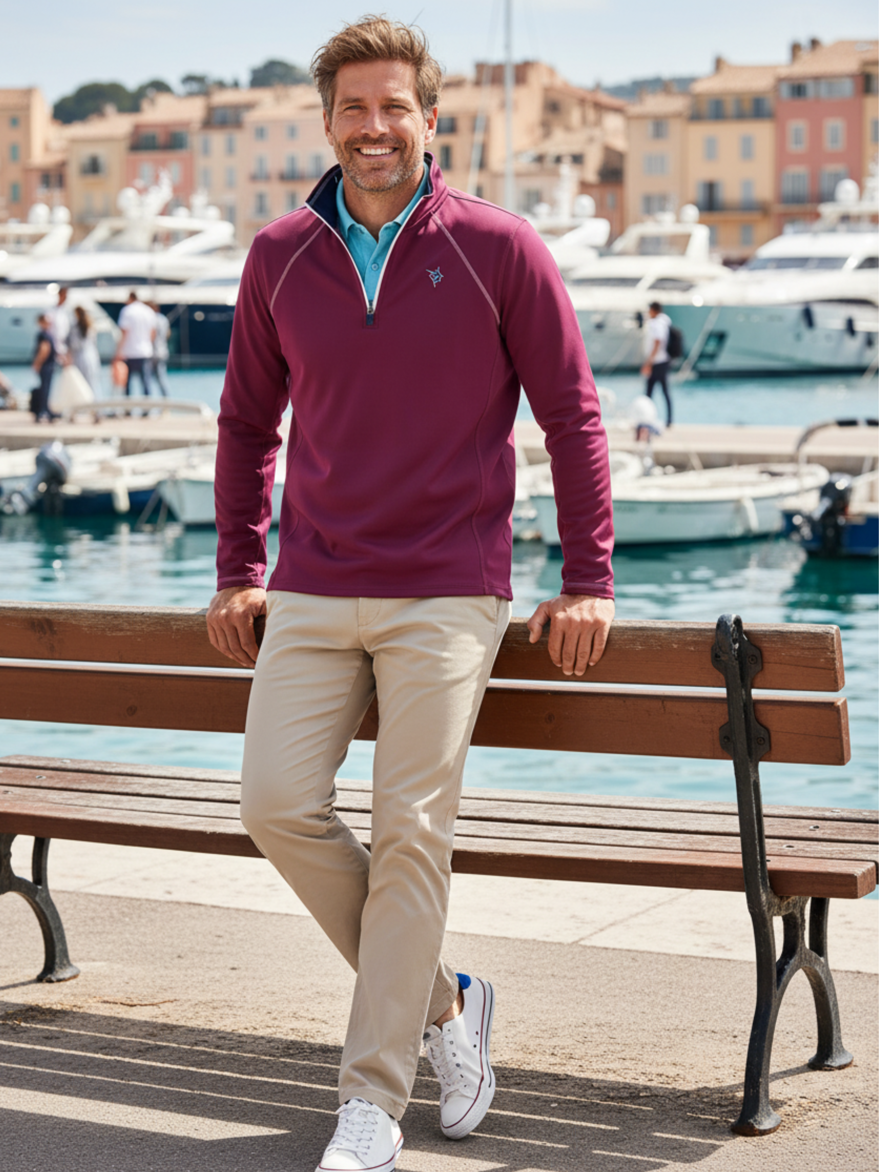 White Water Life New Harbor Quarter Zip Effortless Comfort — detail close-up