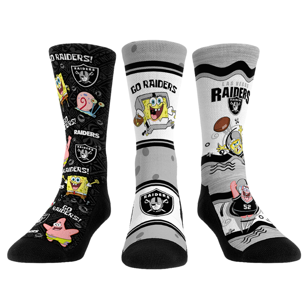 Rock 'Em Socks Las Vegas Raiders - SpongeBob SquarePants  - 3-Pack — main product shot