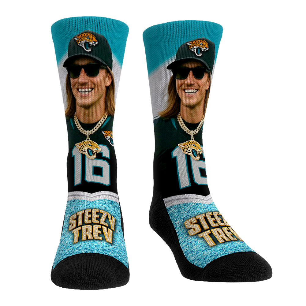 Rock 'Em Socks Trevor Lawrence - Jacksonville Jaguars  - Steezy Trev — main product shot