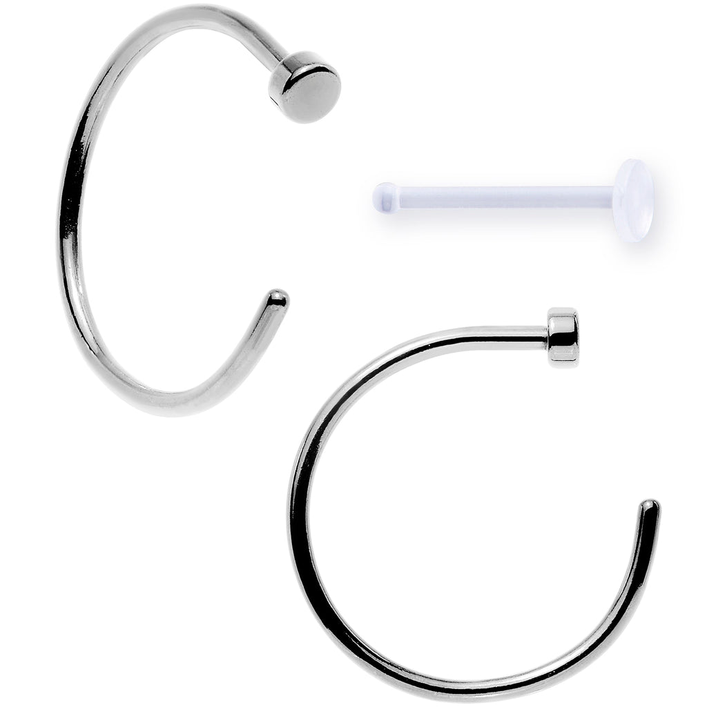 BodyCandy 20G 3/8" Pack of 2 Stainless Steel Nose Hoop Rings — main product shot