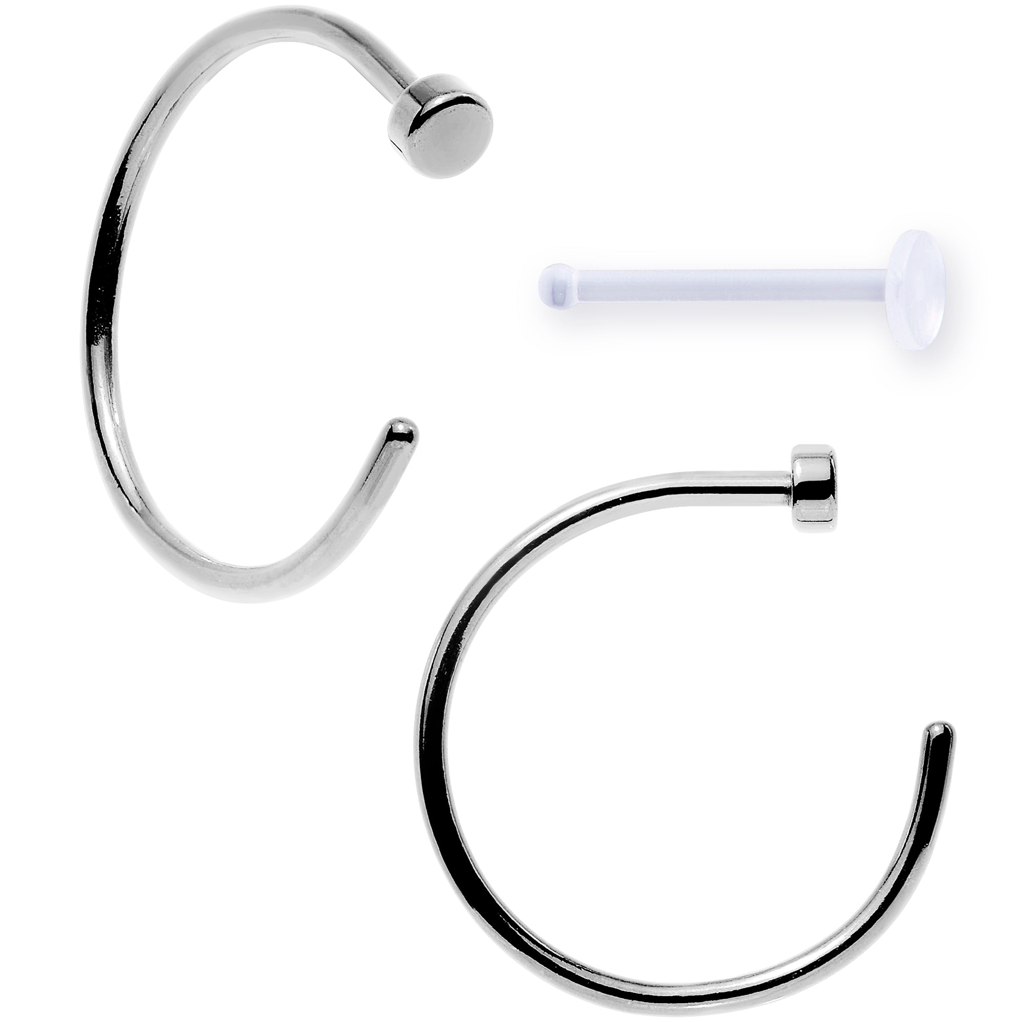 BodyCandy 20G 3/8" Pack of 2 Stainless Steel Nose Hoop Rings — main product shot