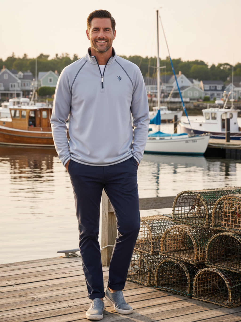White Water Life New Harbor Quarter Zip Effortless Comfort — construction detail