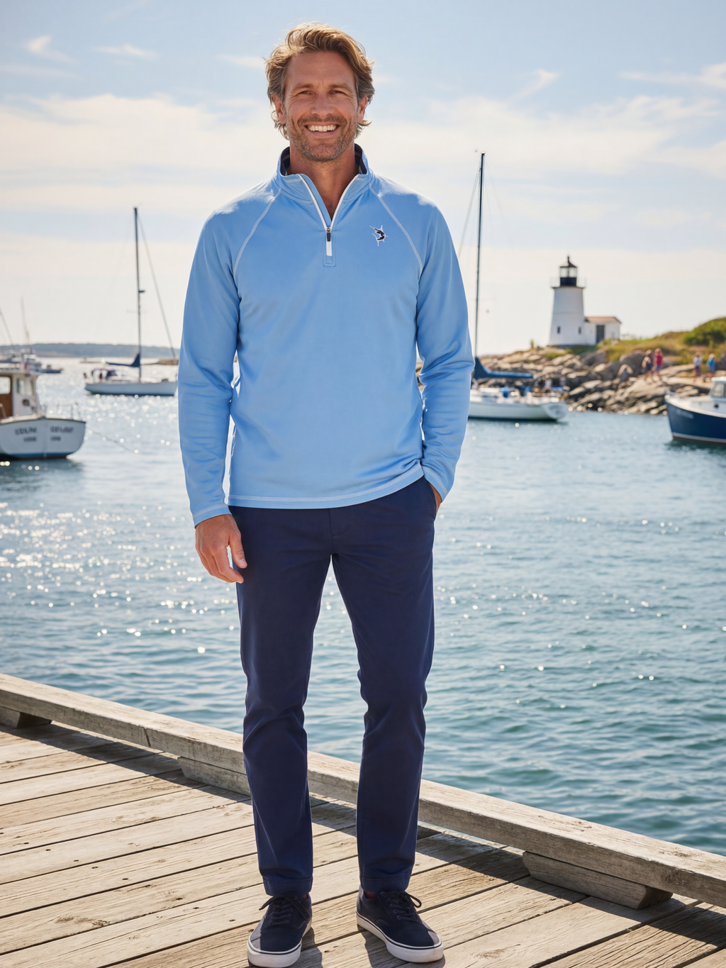 White Water Life New Harbor Quarter Zip Effortless Comfort — lifestyle context