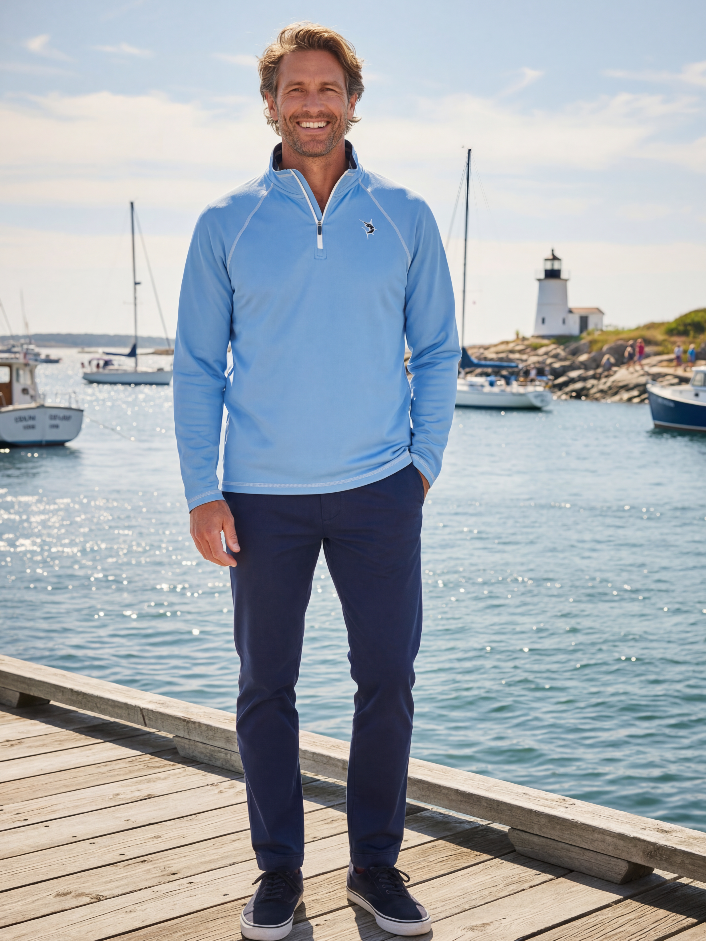 White Water Life New Harbor Quarter Zip Effortless Comfort — lifestyle context
