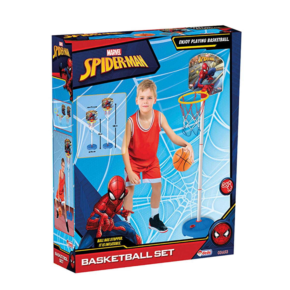 Dede Oyuncak Spiderman Kids Basketball Hoop Set - Adjustable Height, Safe & Fun Indoor/Outdoor Game for Children