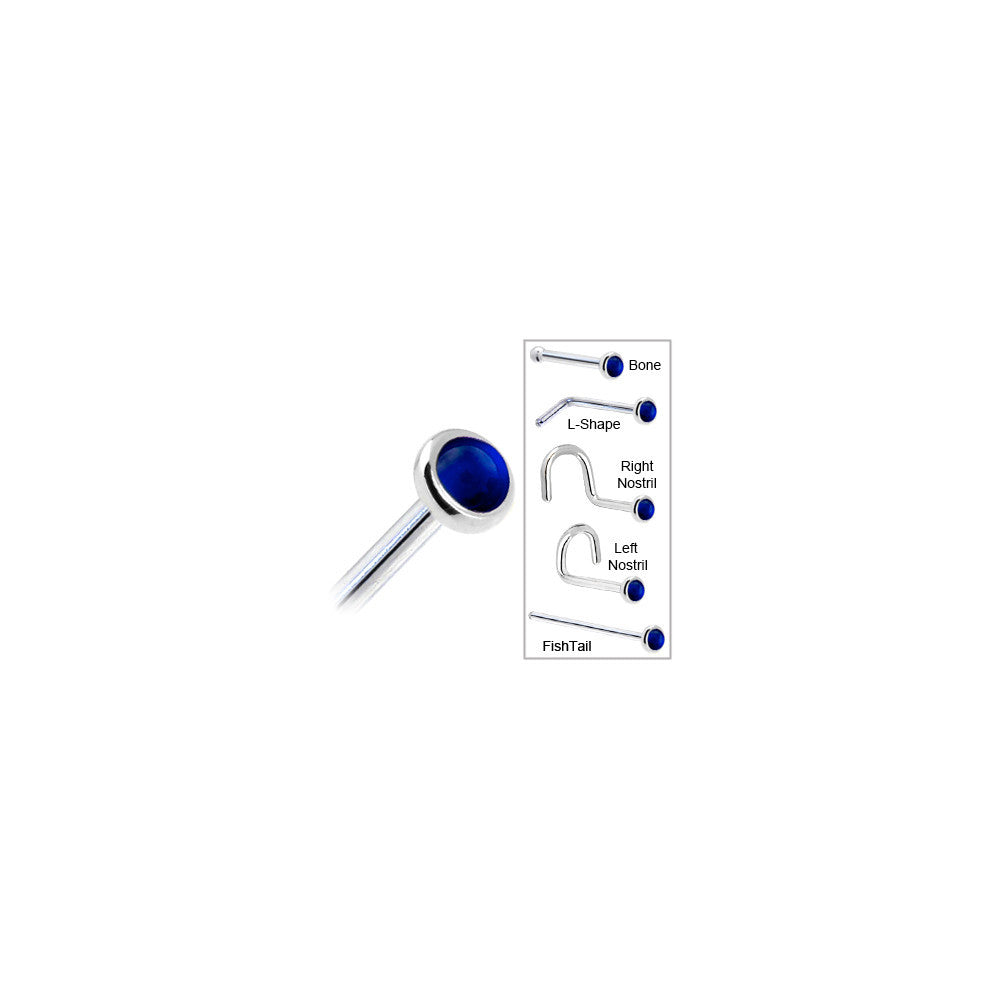 BodyCandy Solid 14K White Gold 2mm Genuine Sapphire Nose Ring — in-use photo