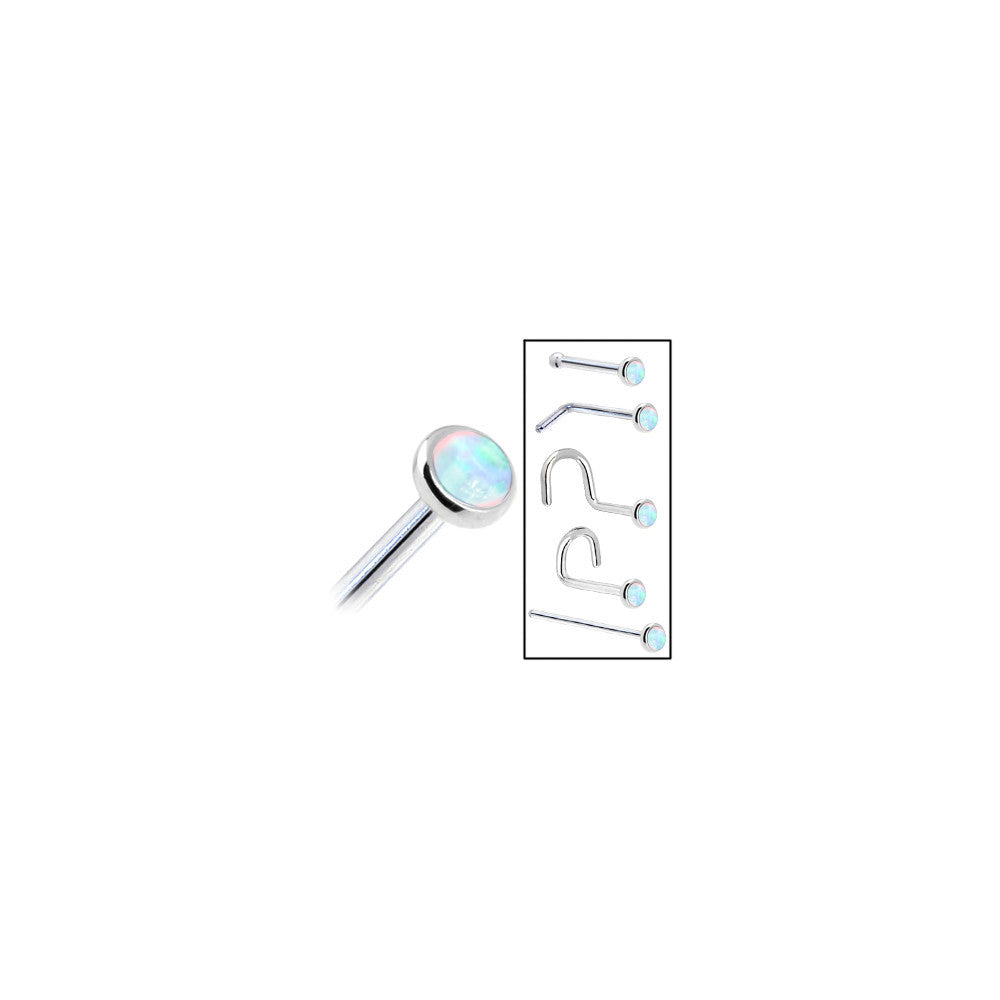 BodyCandy Solid 14K White Gold 2mm Synthetic Opal Nose Ring — size reference
