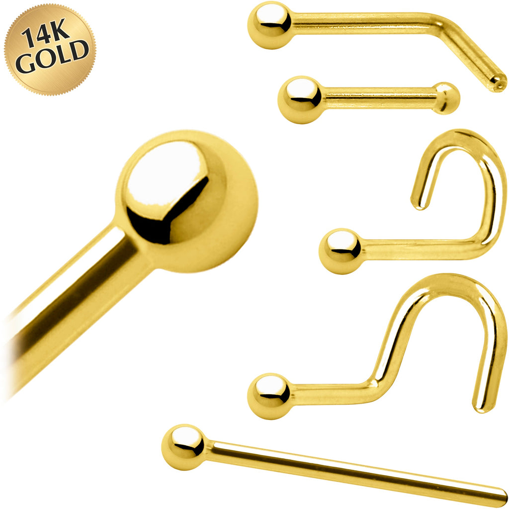 BodyCandy Solid 14K Yellow Gold 1.5mm Ball Nose Ring — main product shot
