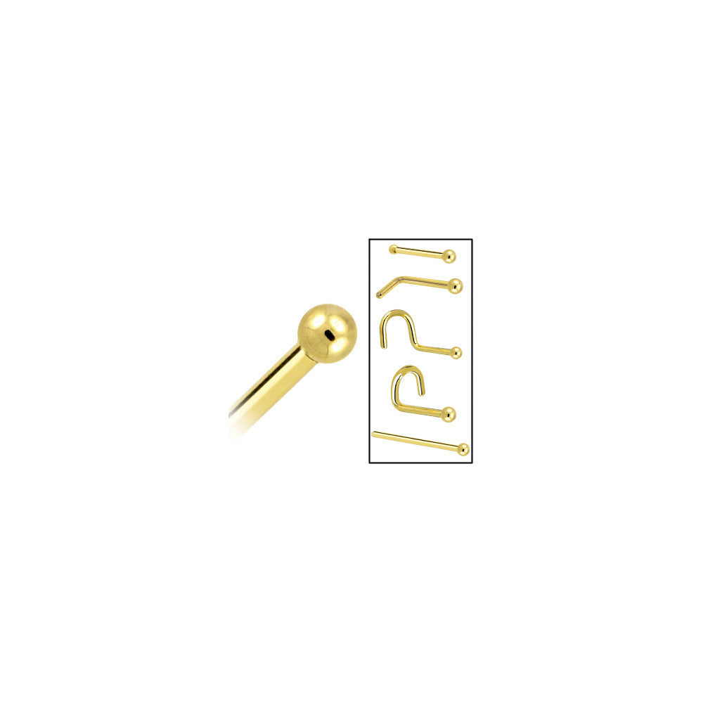 BodyCandy Solid 14K Yellow Gold 1.5mm Ball Nose Ring — size reference