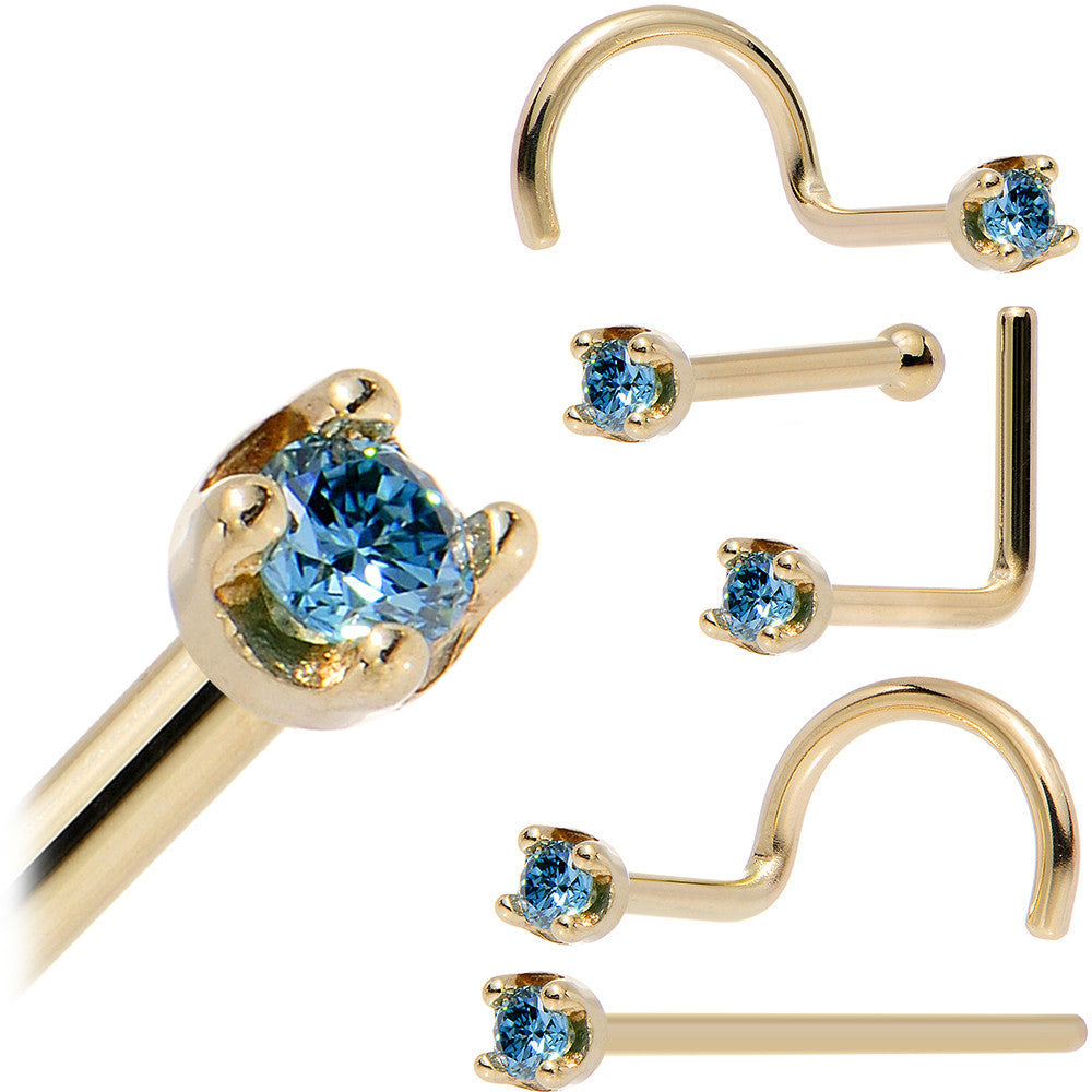 BodyCandy 14k Yellow Gold 2mm Lab Grown Blue Diamond Nose Ring — fabric or material detail