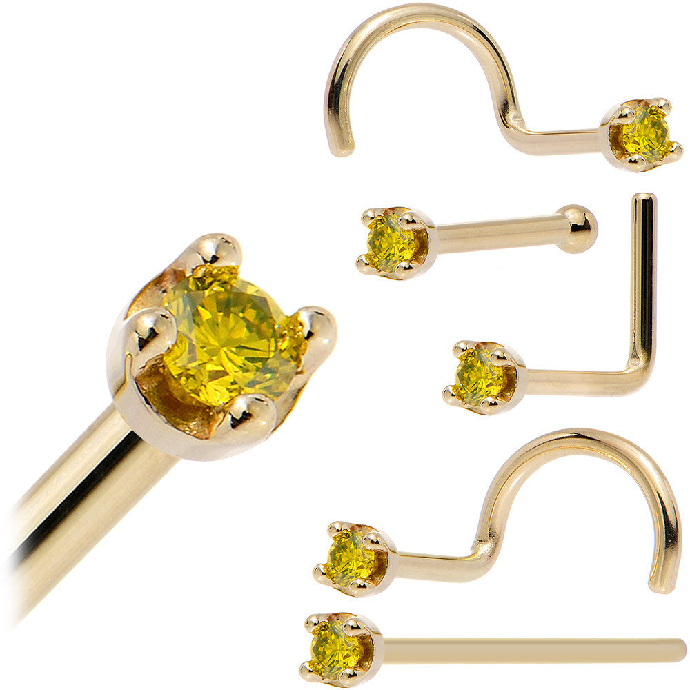 BodyCandy Solid 18K Yellow Gold 1.5mm Genuine Yellow Diamond Nose Ring — fabric or material detail