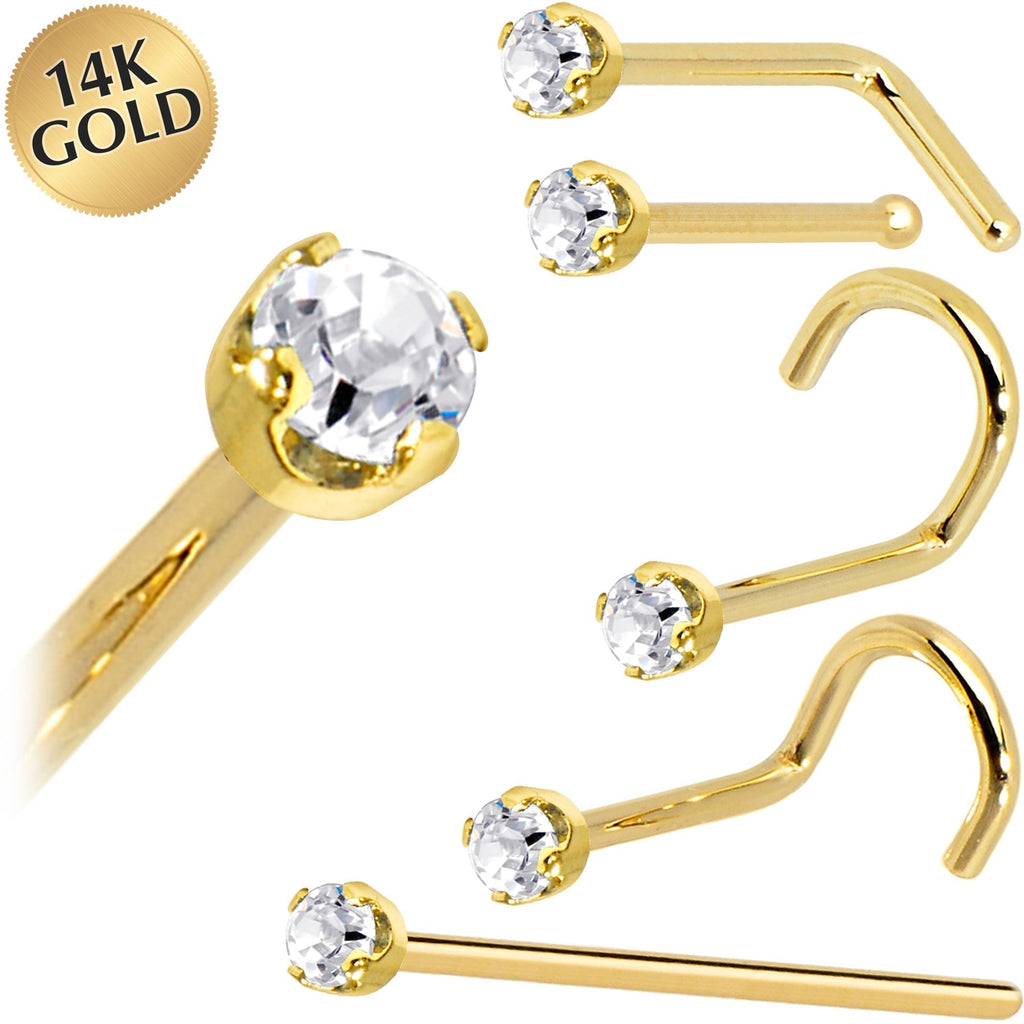 BodyCandy 14k Yellow Gold 2mm Lab Grown Diamond Nose Ring — alternative angle