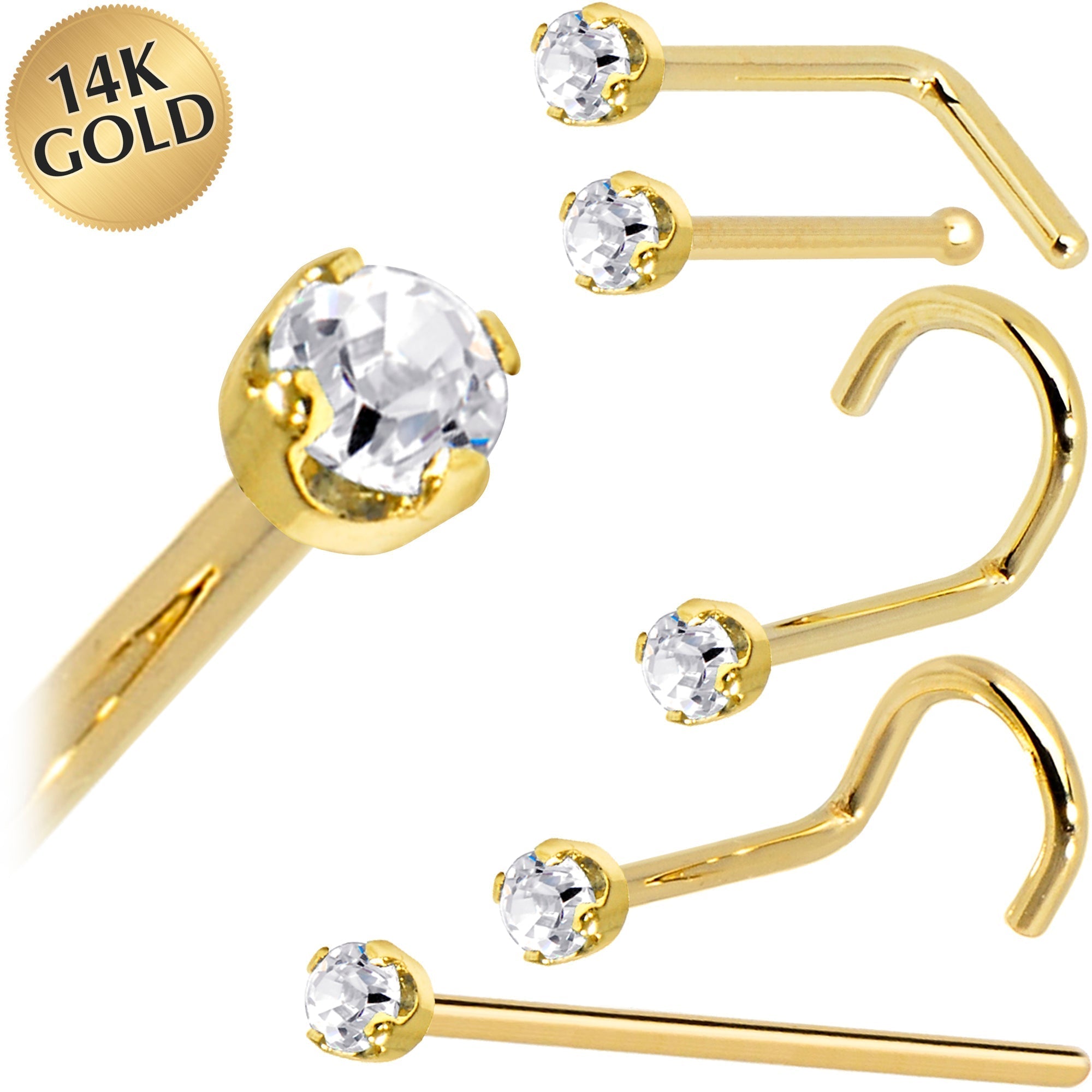 BodyCandy 14k Yellow Gold 2mm Lab Grown Diamond Nose Ring — alternative angle
