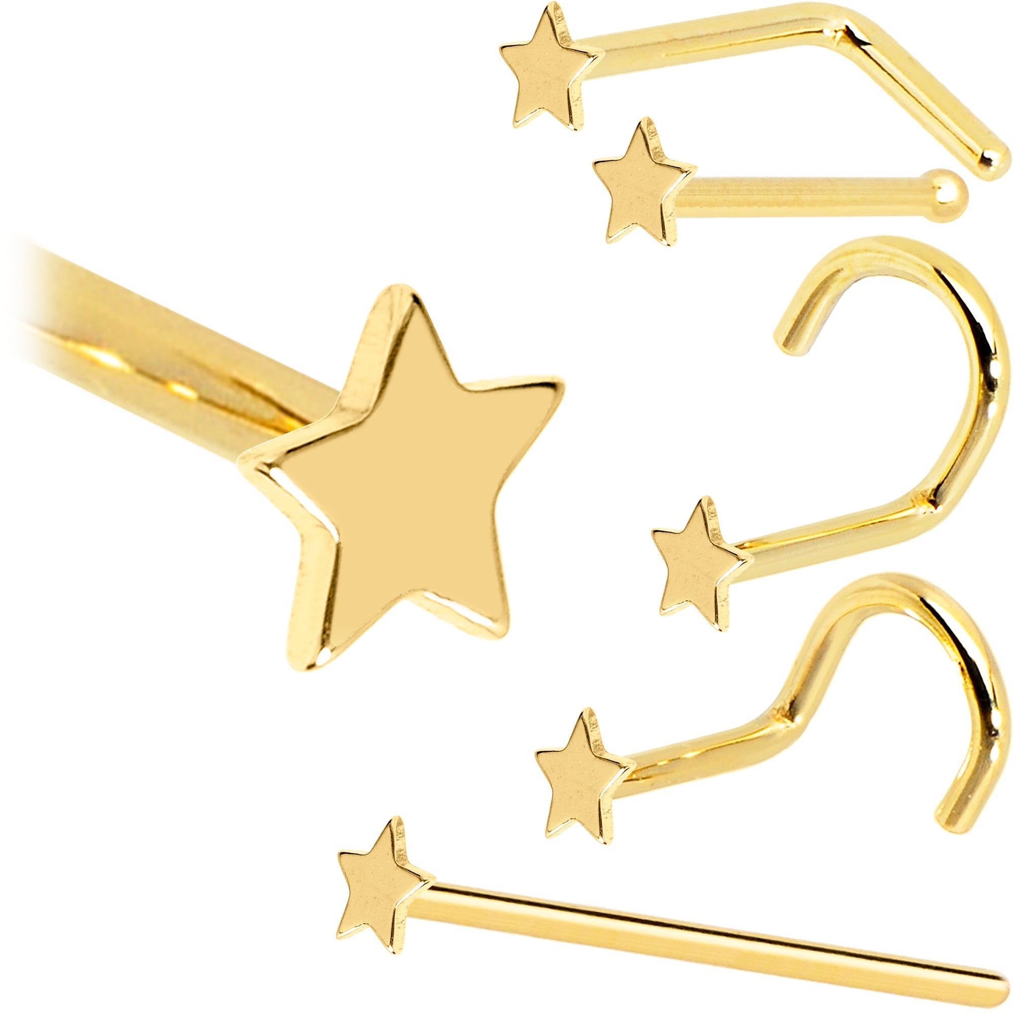 BodyCandy Solid 14K Yellow Gold Star Nose Ring — color detail