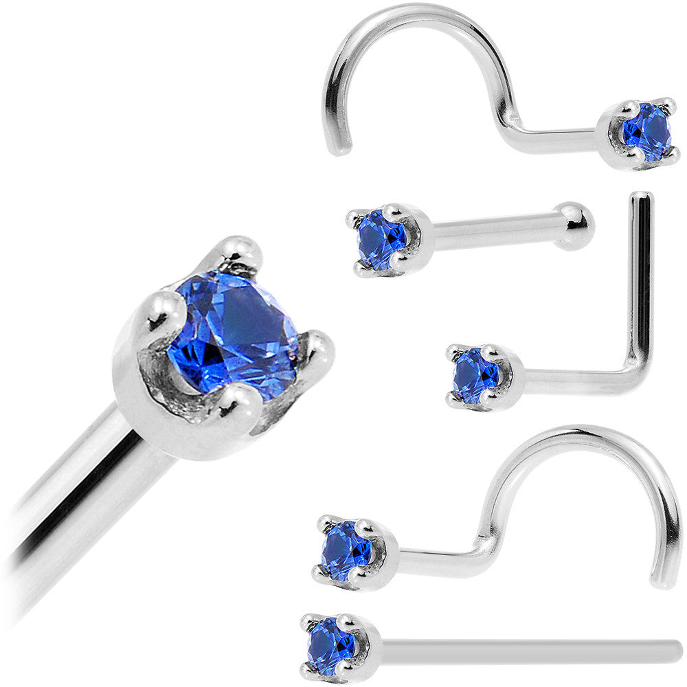 BodyCandy Solid 18K White Gold 1.5mm Genuine Blue Sapphire Nose Ring — fabric or material detail