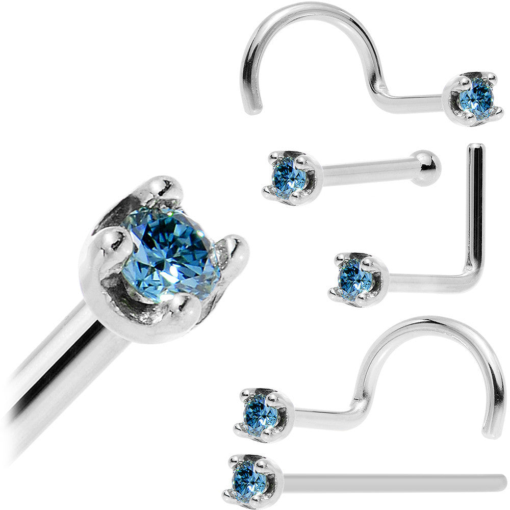 BodyCandy Solid 18K White Gold 1.5mm Genuine Blue Diamond Nose Ring — fabric or material detail